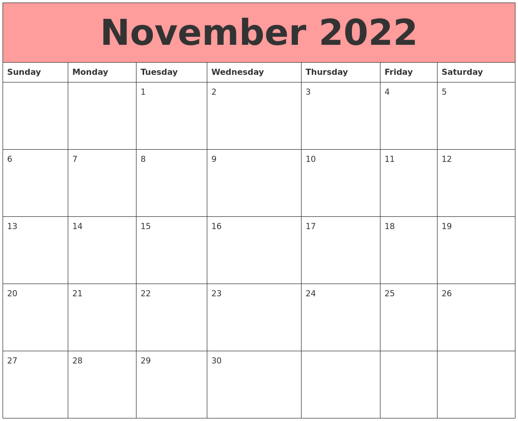 November 2022 Calendars That Work