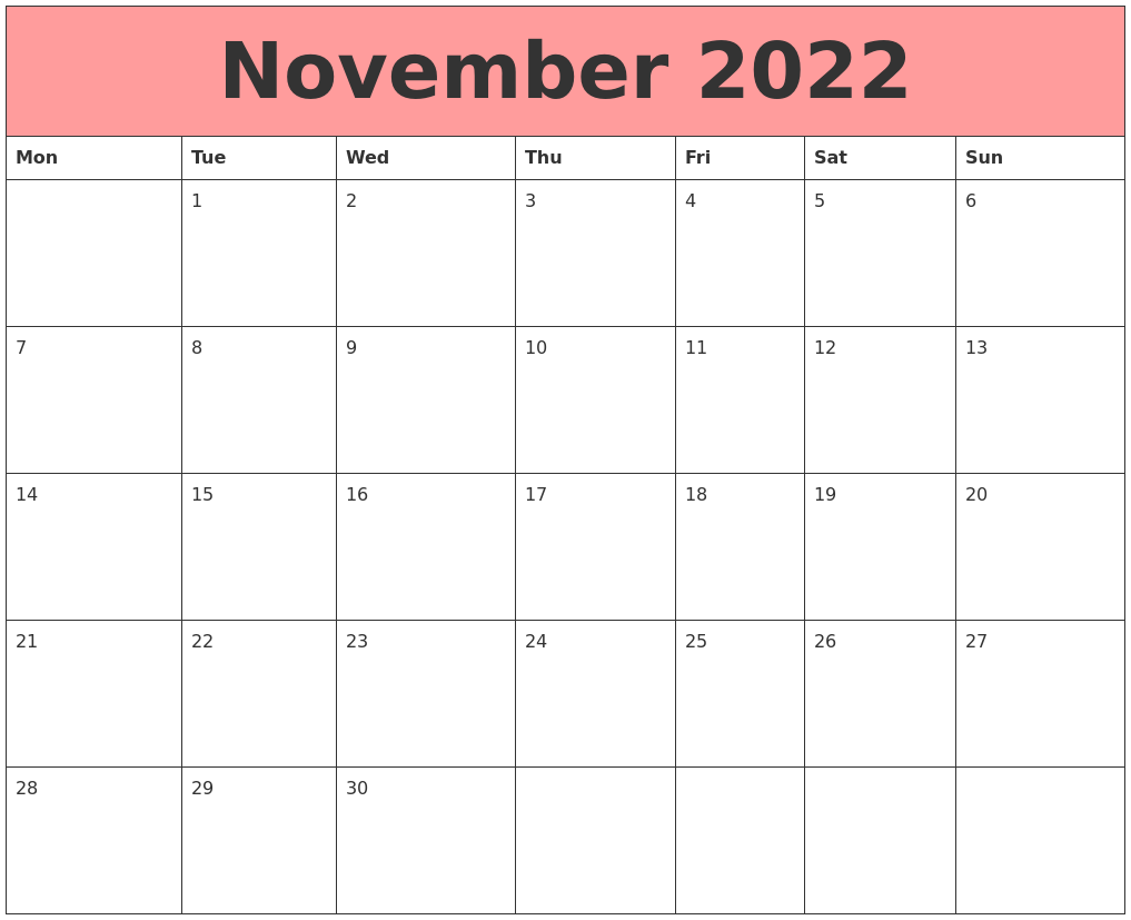 November 2022 Calendars That Work
