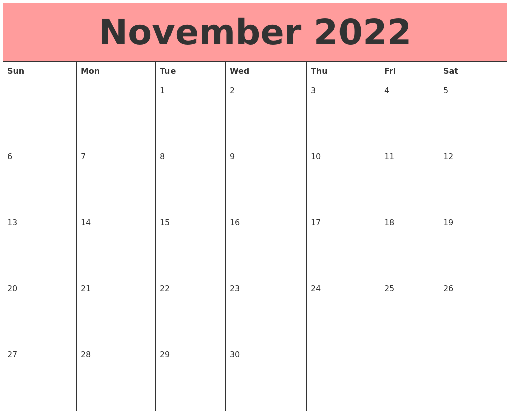 November 2022 Calendars That Work