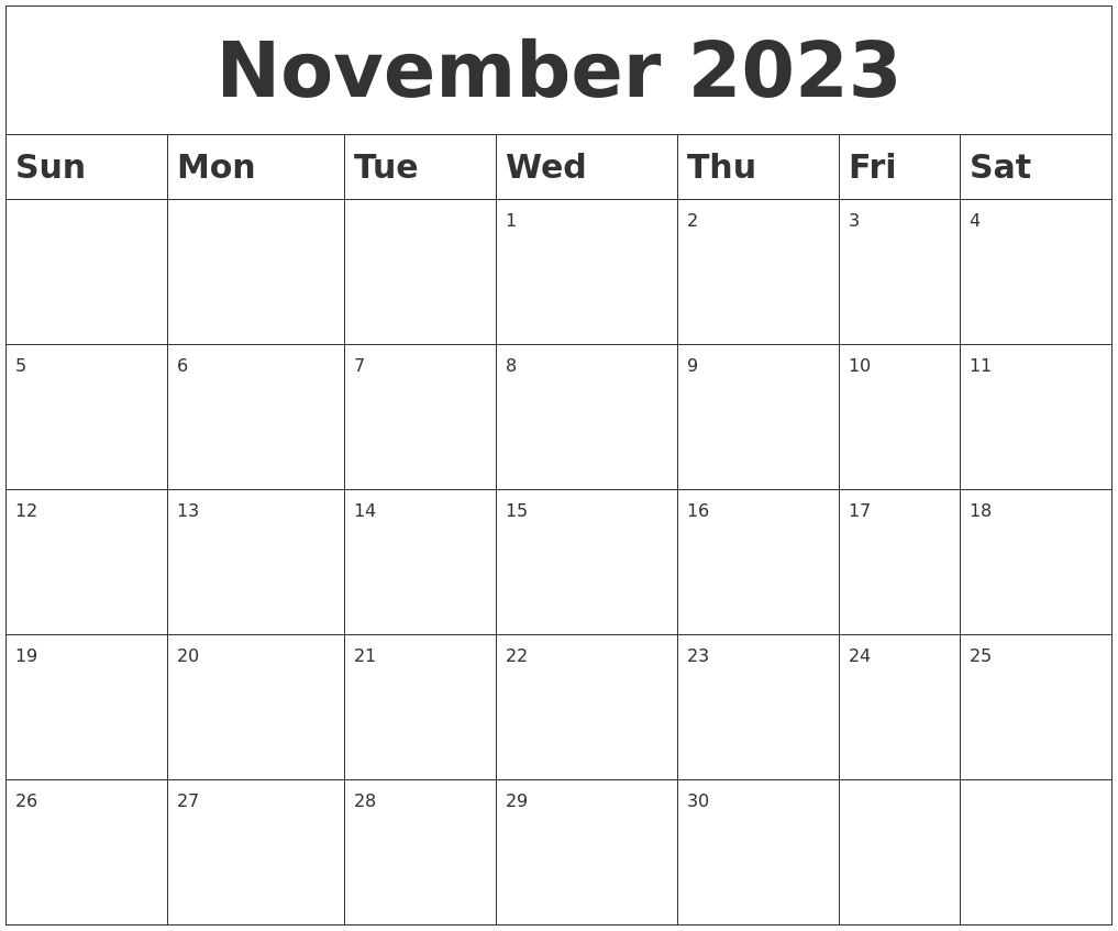 November 2023 Blank Calendar