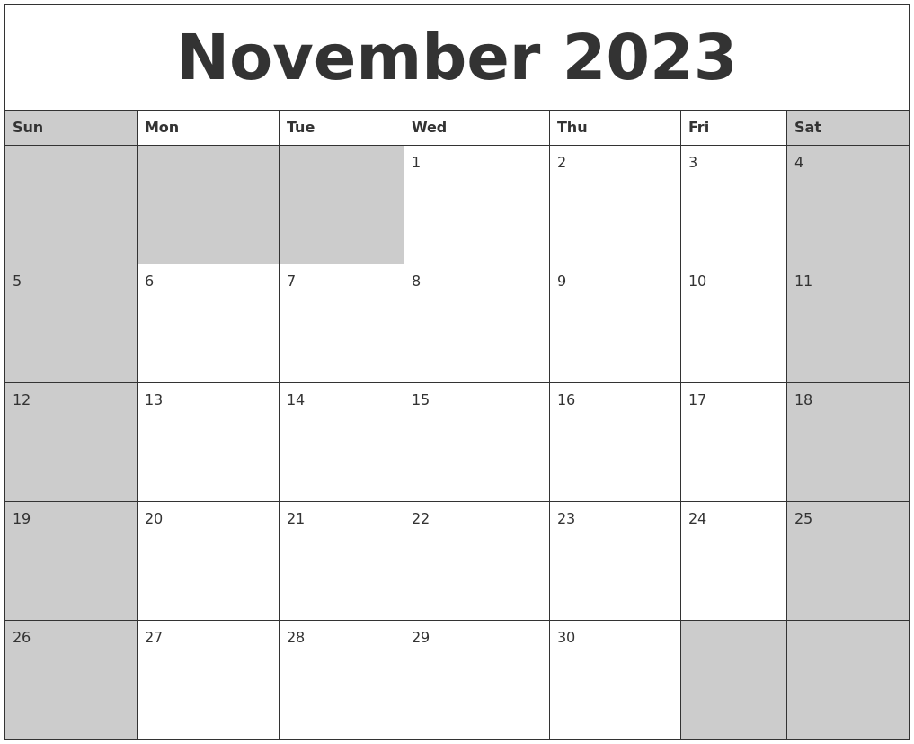 November 2023 Calanders