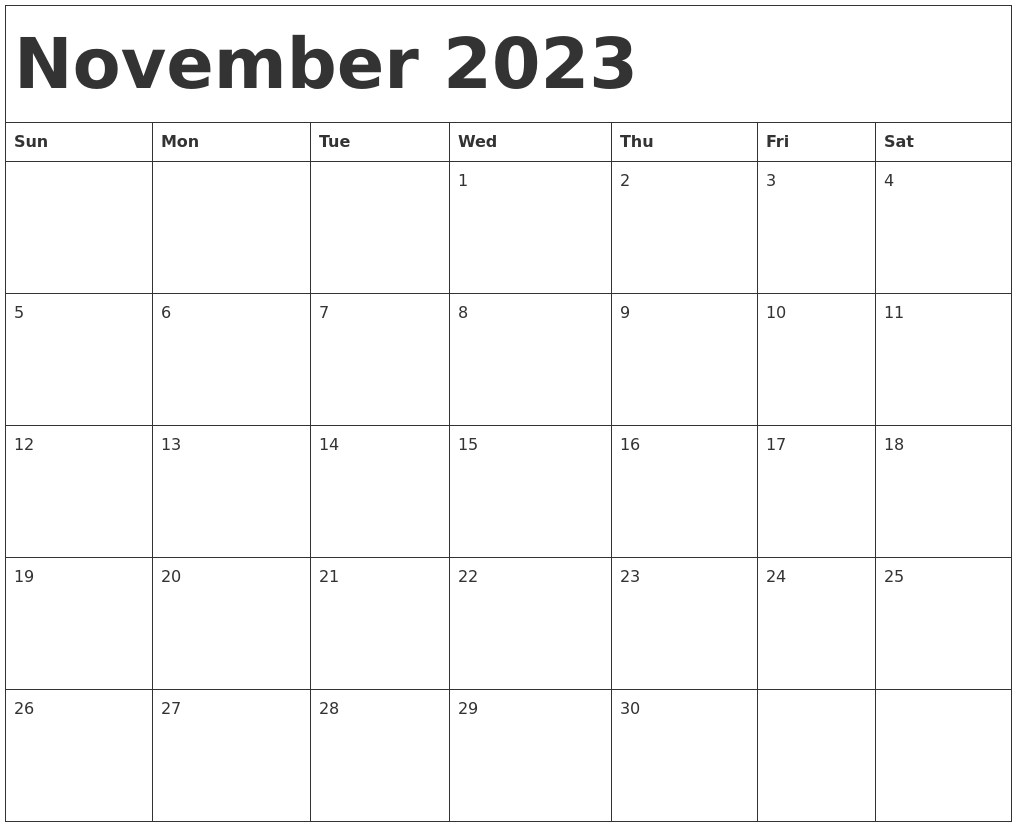 November 2023 Calendar Template