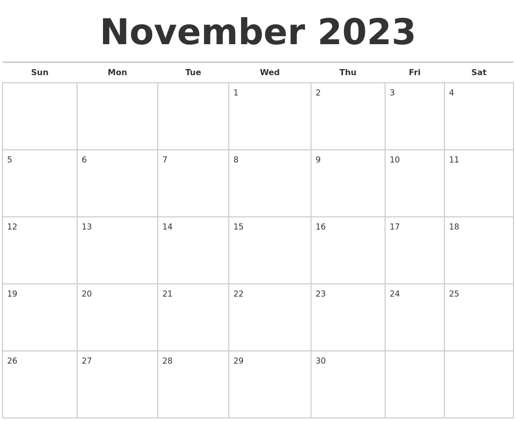 November 2023 Calendars Free