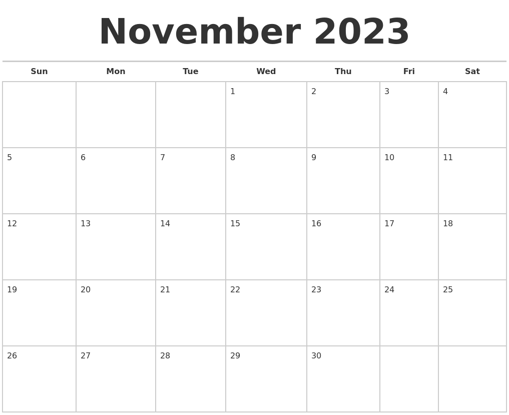 Free Printable Calendars November 2023