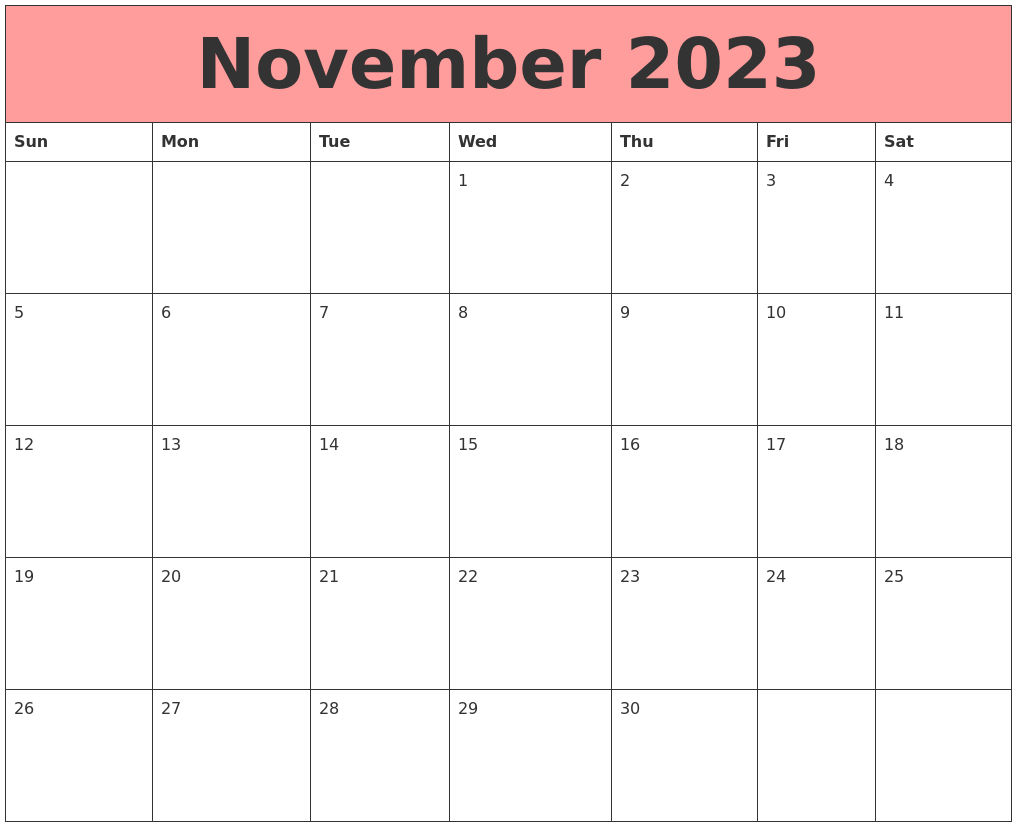 November 2023 Calendars That Work