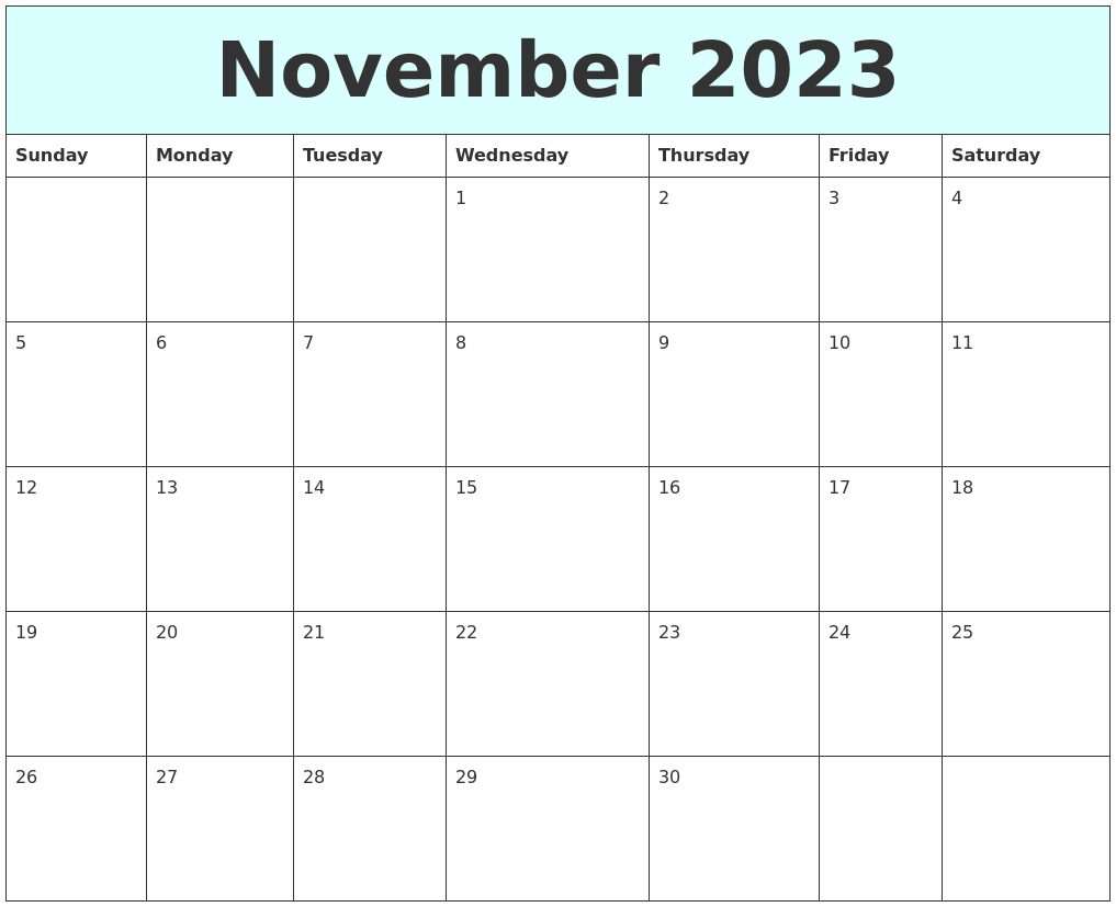 November 2023 Free Calendar