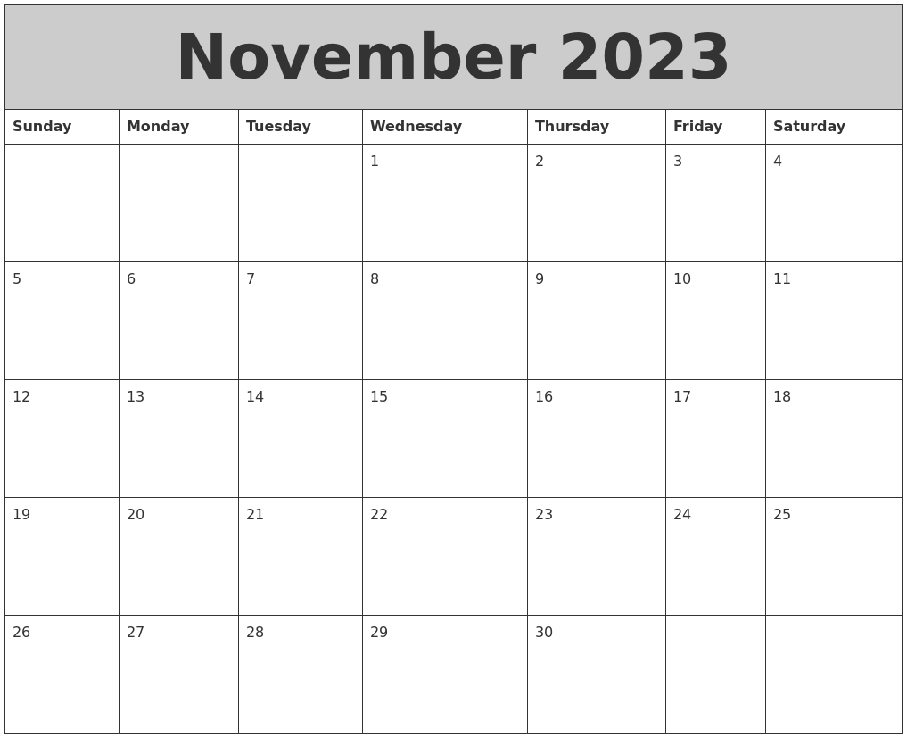 November 2023 My Calendar