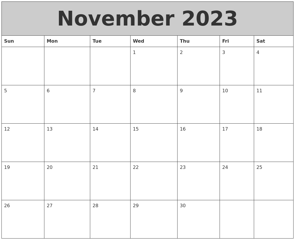 November 2023 My Calendar