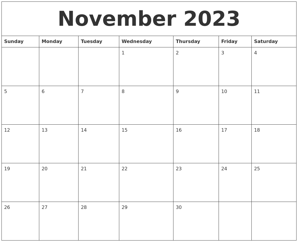 November 2023 Printable Calander