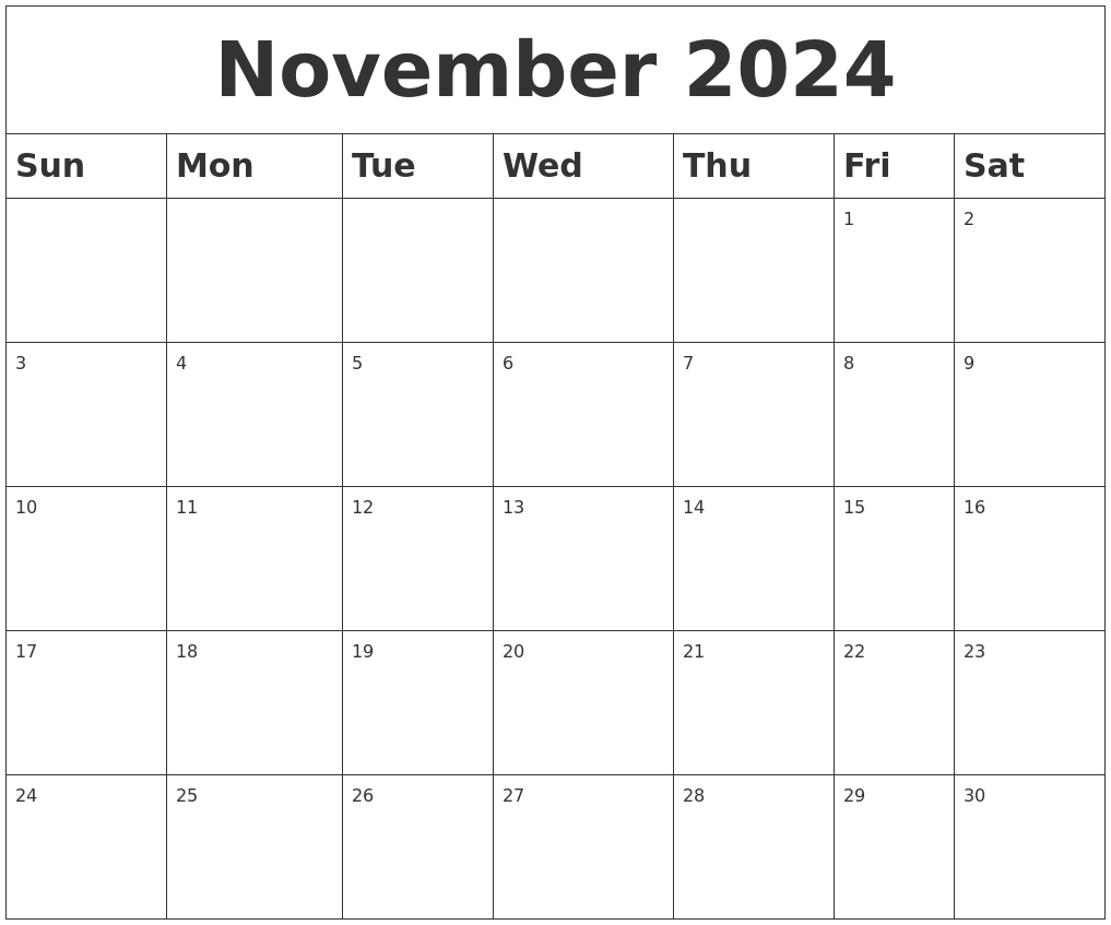 November 2024 Blank Calendar