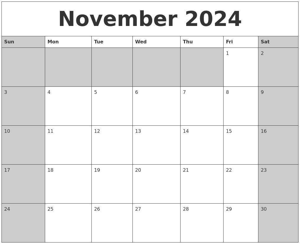November 2024 Calanders