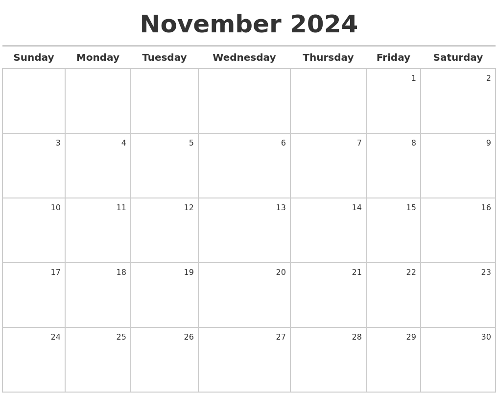November 2024 Calendar Maker
