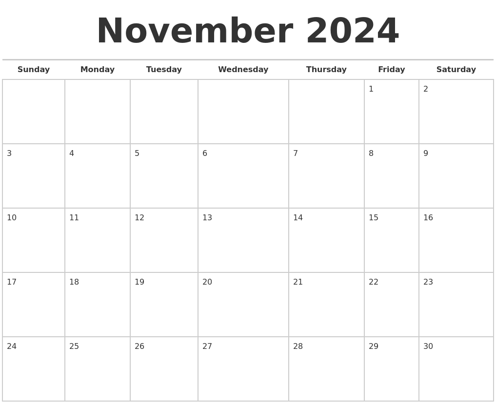 November 2024 Calendars Free