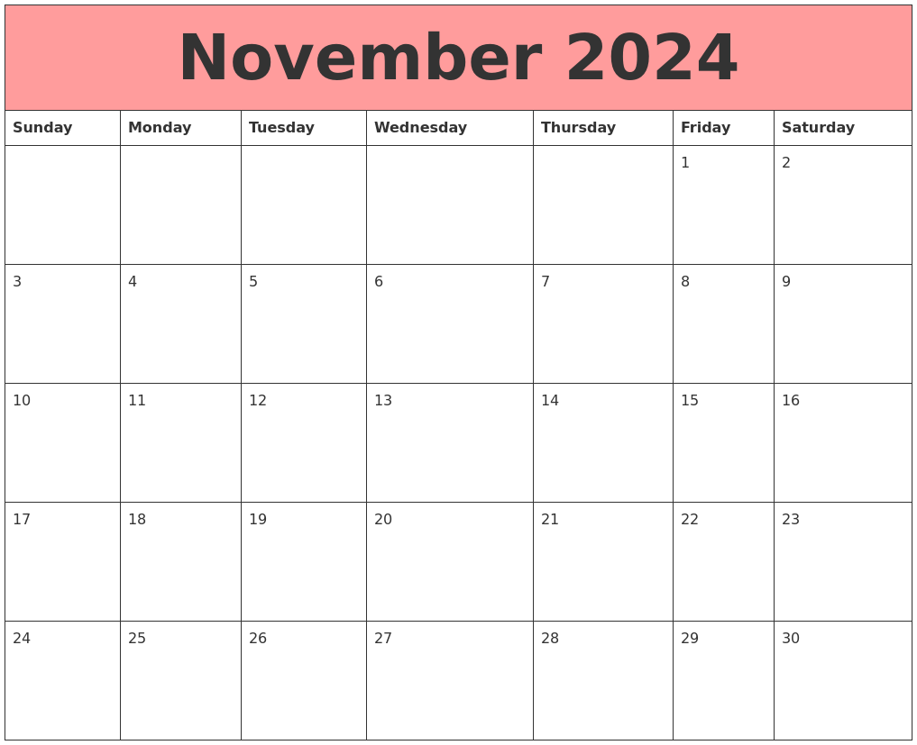 November 2024 Calendars That Work