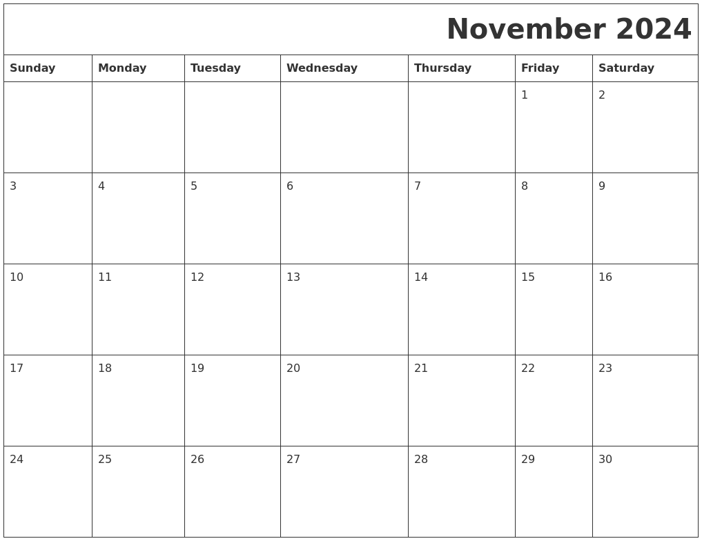 November 2024 Download Calendar