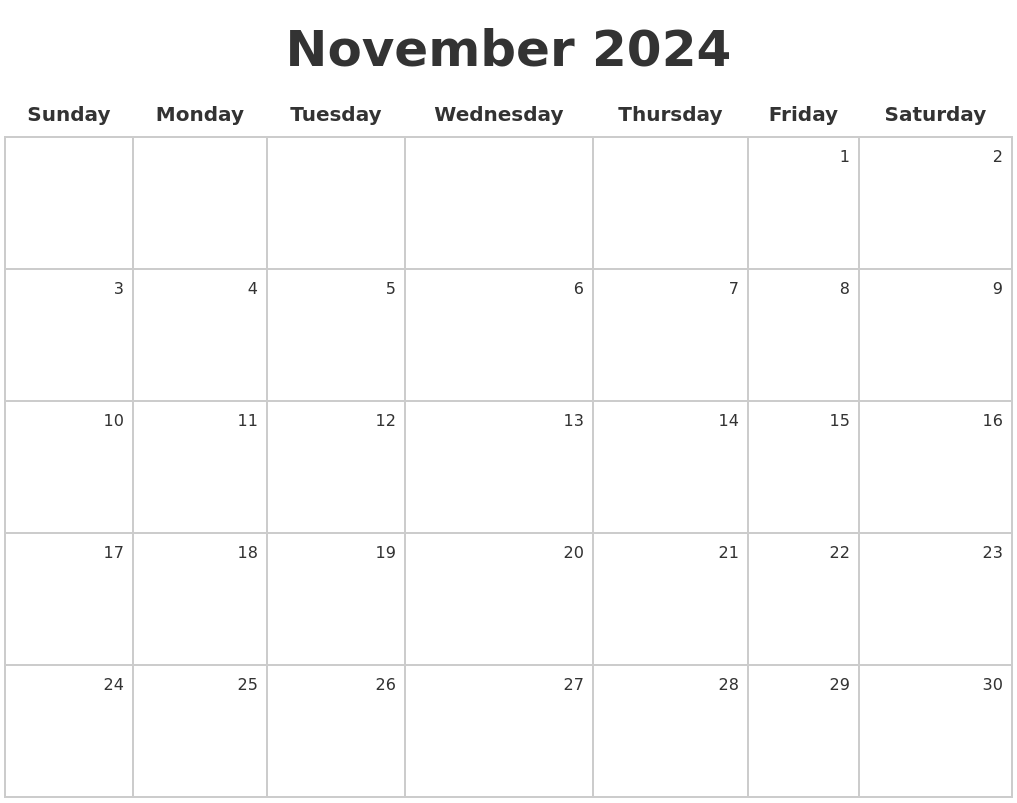 November 2024 Make A Calendar