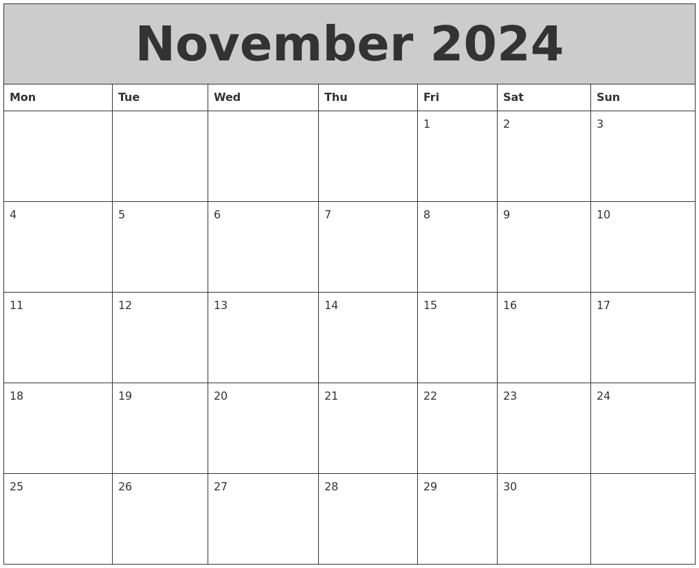 November 2024 My Calendar