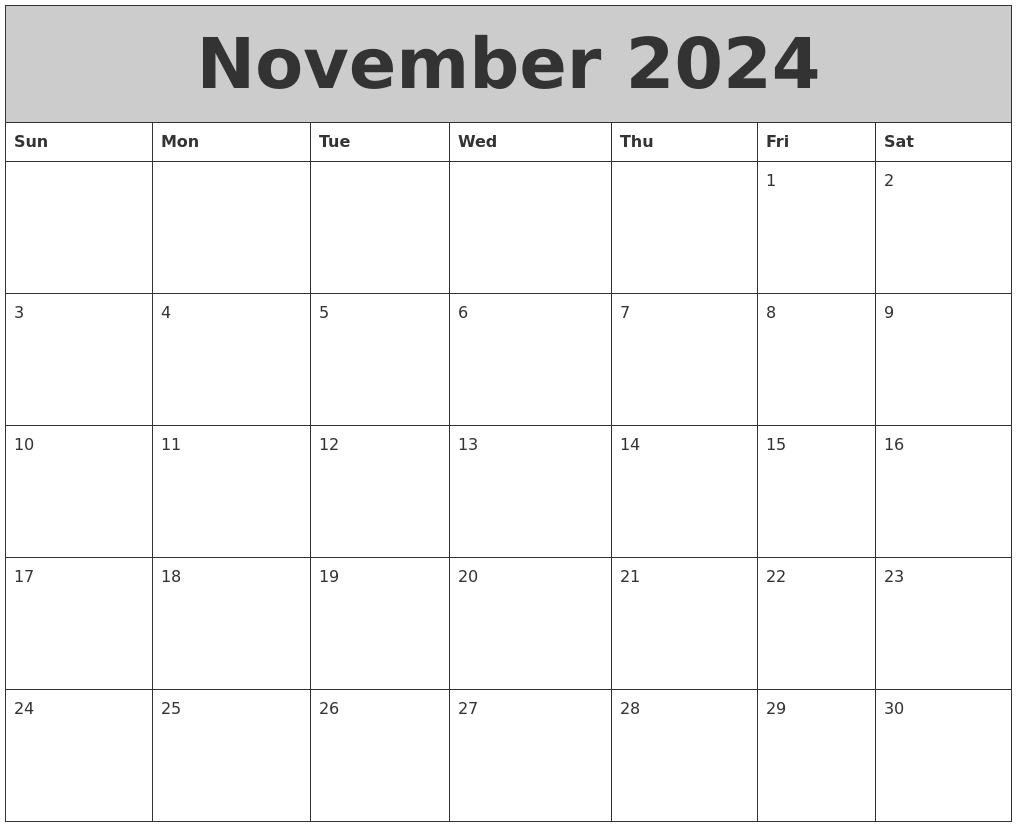 November 2024 My Calendar