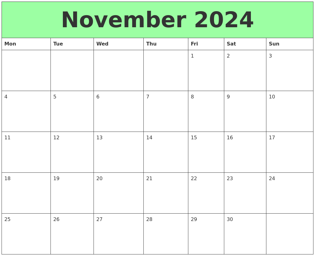 November 2024 Printable Calendars