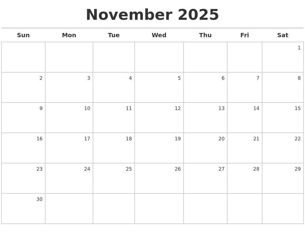 November 2025 Calendar Maker