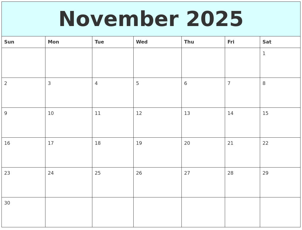 November 2025 Free Calendar