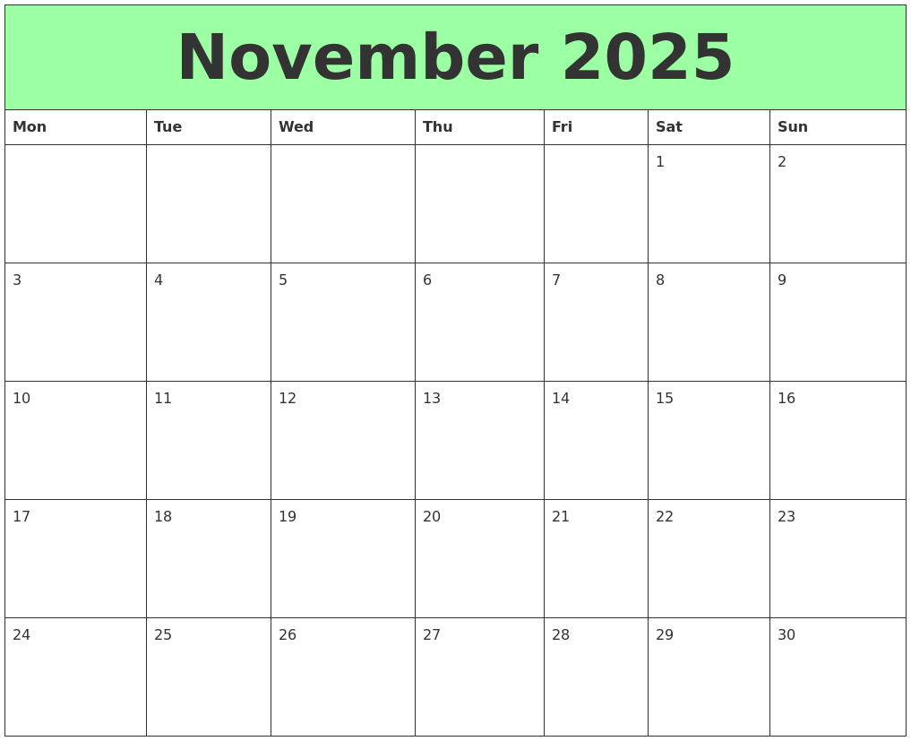 November 2025 Printable Calendars