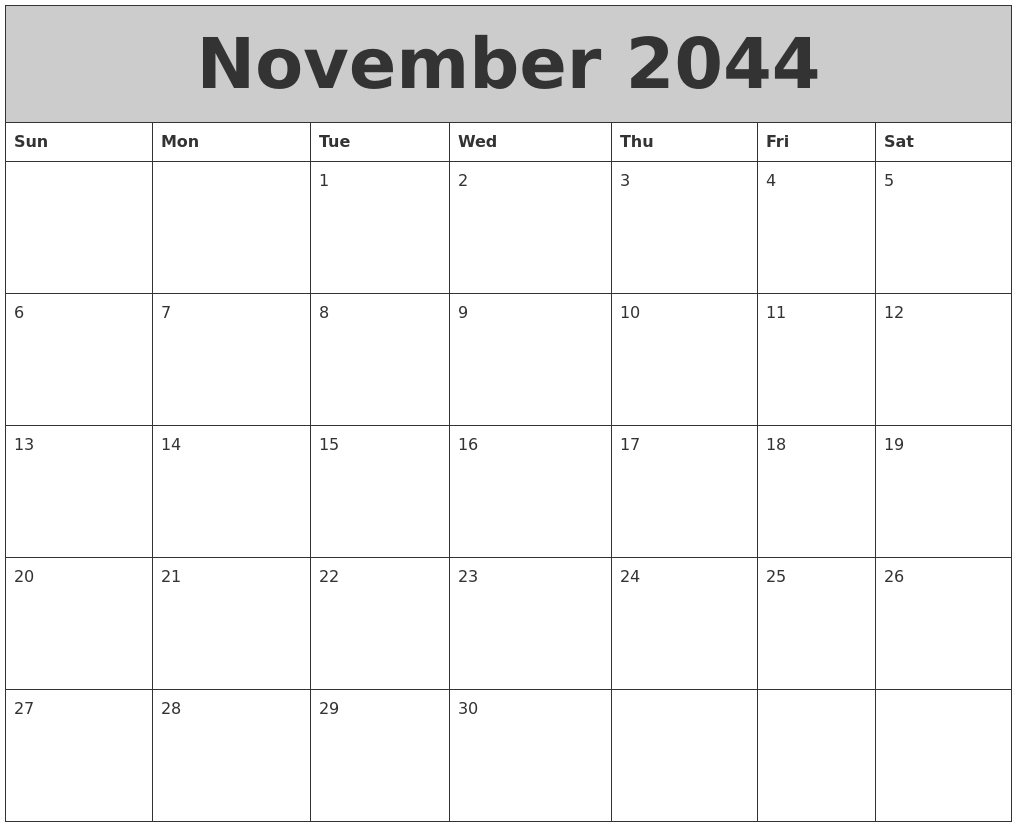 November 2044 My Calendar