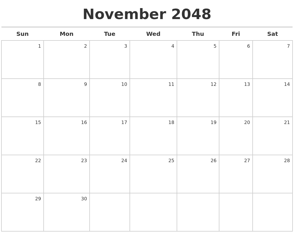 November 2048 Calendar Maker