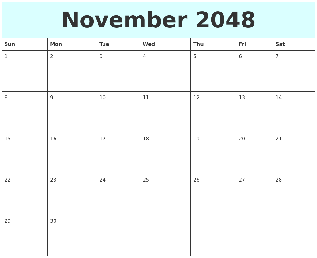 November 2048 Free Calendar