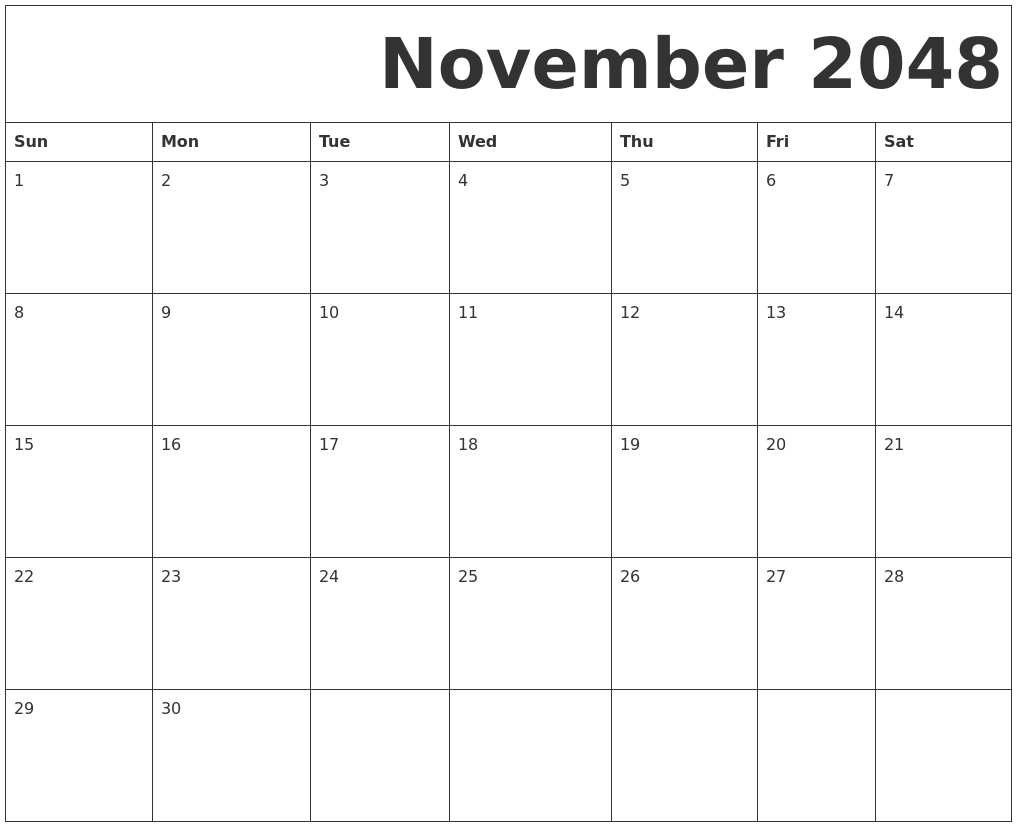 November 2048 Free Printable Calendar