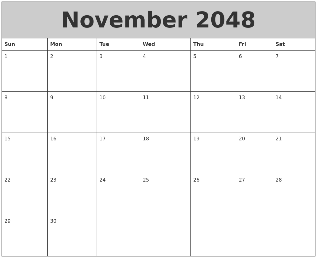 November 2048 My Calendar
