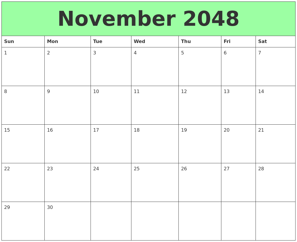 November 2048 Printable Calendars