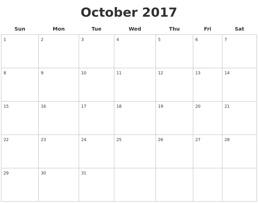 Blank Calendar Pages : October blank calendar pages Blank Calendar Pages : October blank calendar pages