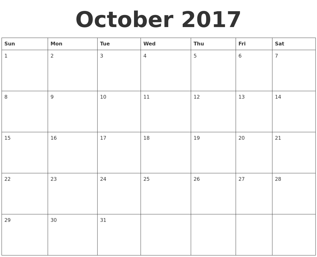 October Calendars