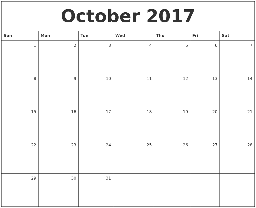 Printable Monthly Calendar October | october calendars Printable Monthly Calendar October | october calendars