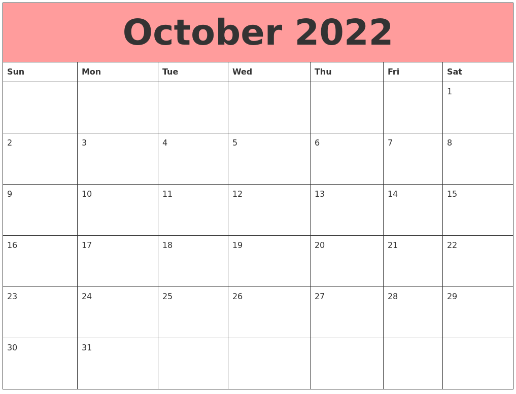 October 2022 Calendars That Work