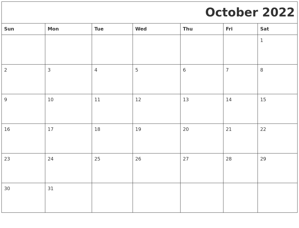 October 2022 Download Calendar