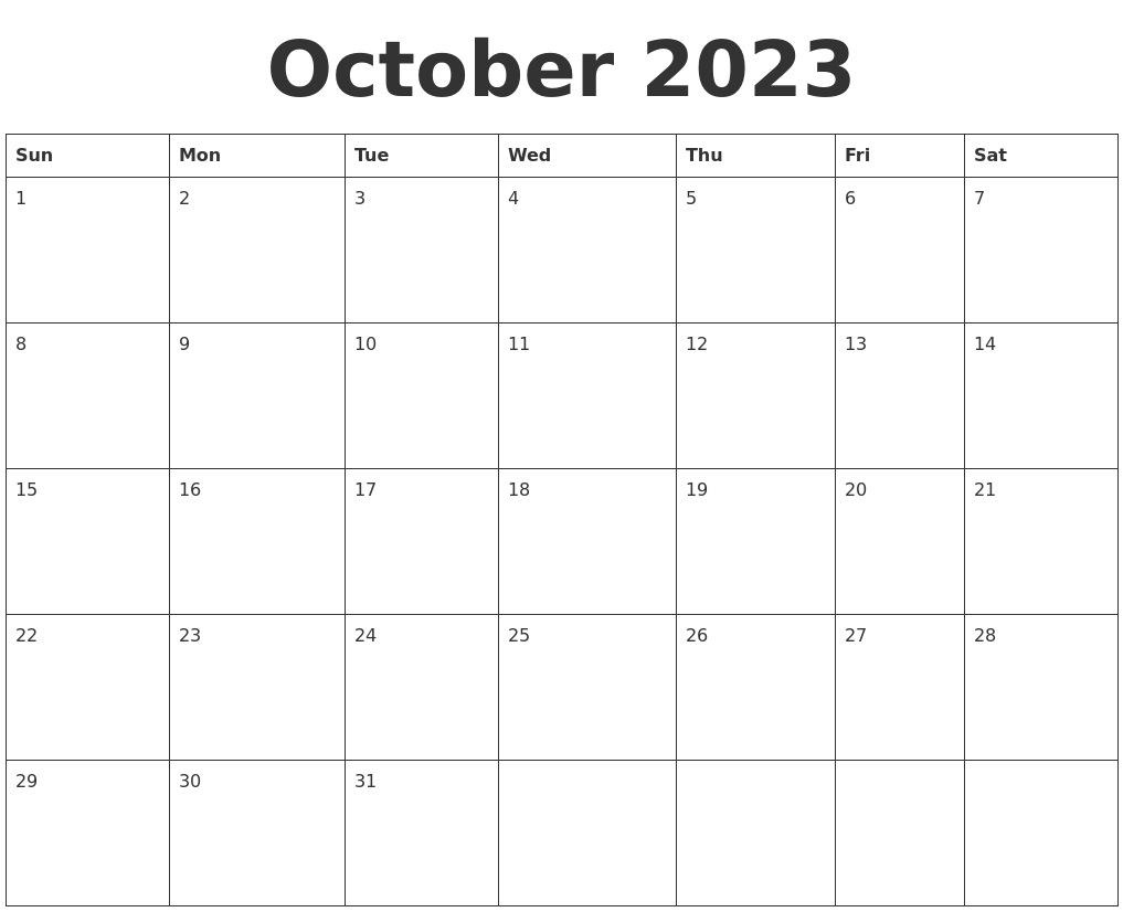 May 2023 Monthly Calendar