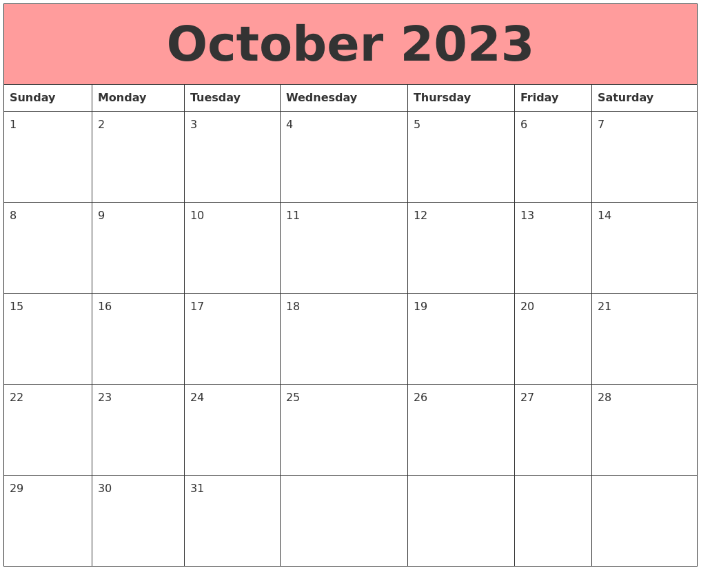 October 2023 Calendars That Work