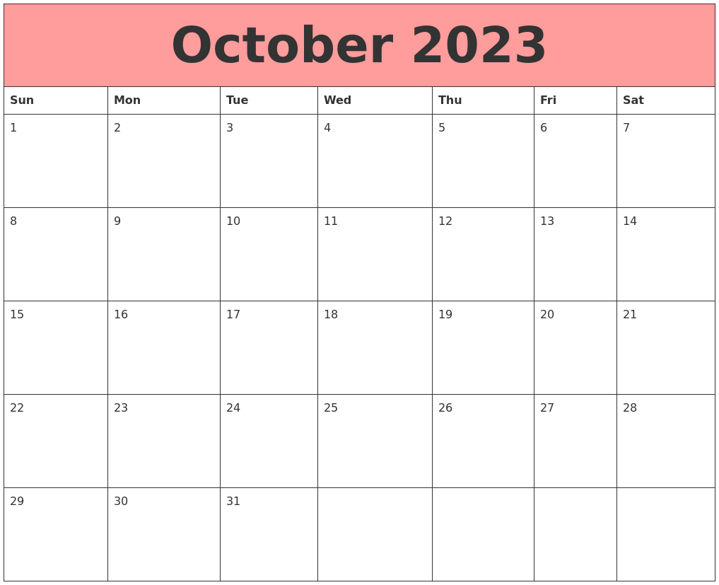 October 2023 Calendars That Work