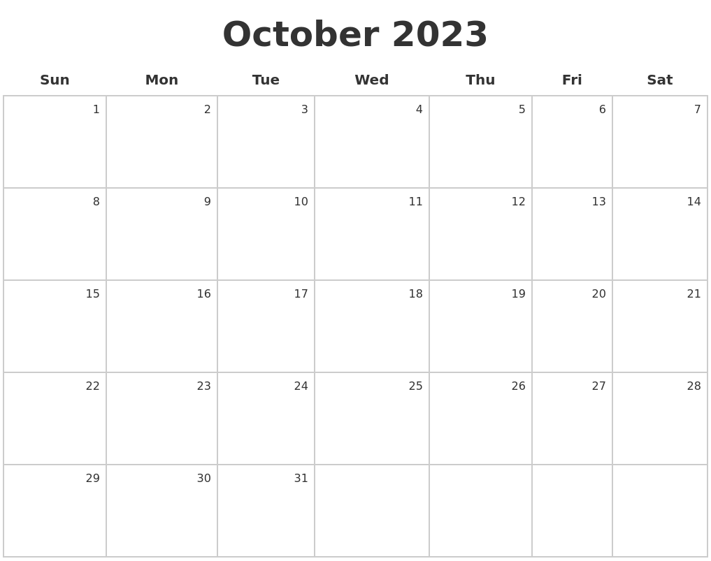 October 2023 Make A Calendar