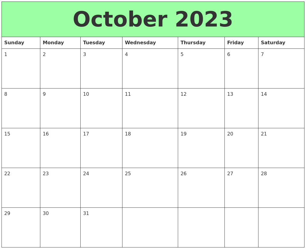 October 2023 Printable Calendars