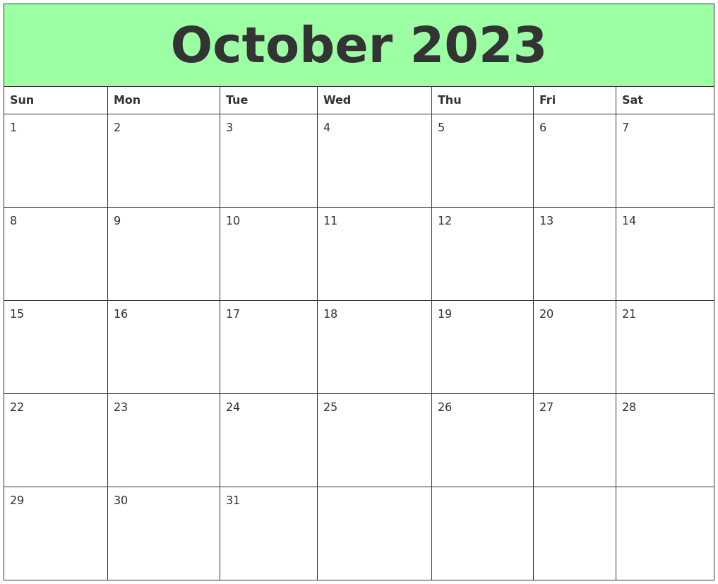 October 2023 Printable Calendars