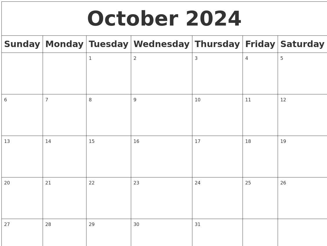 October 2024 Blank Calendar