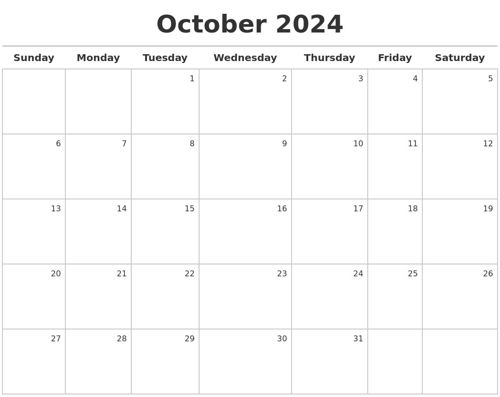 October 2024 Calendar Maker