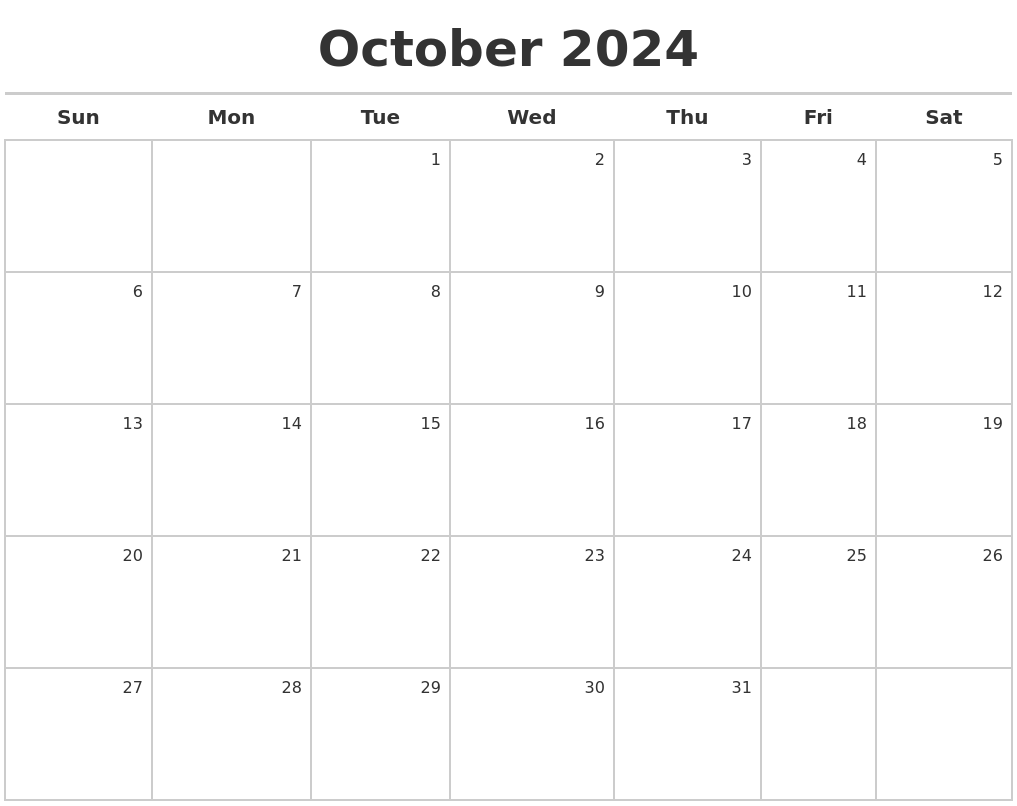 October 2024 Calendar Maker