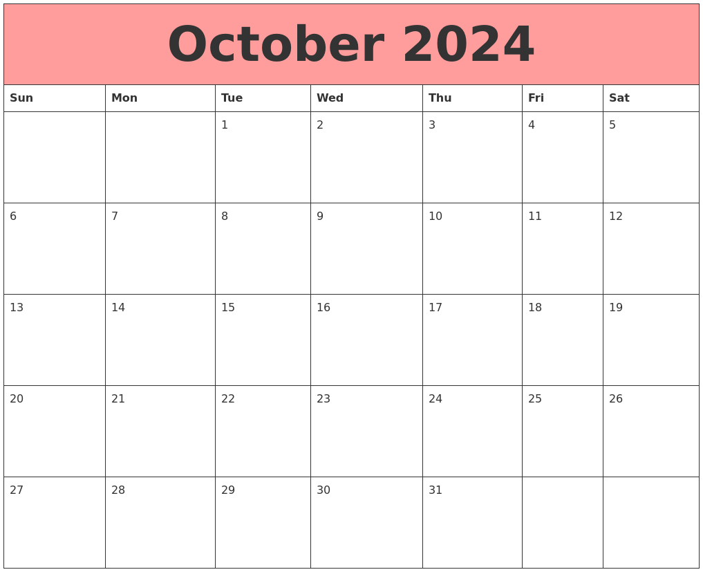 October 2024 Calendars That Work