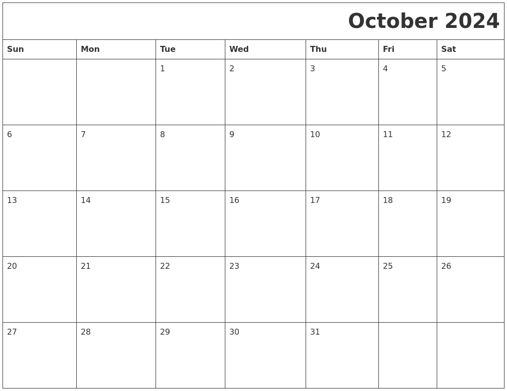 October 2024 Download Calendar