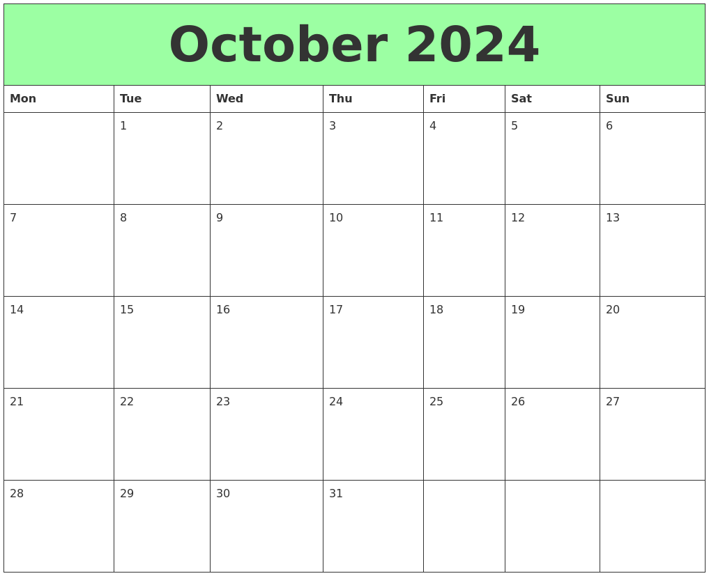 October 2024 Printable Calendars