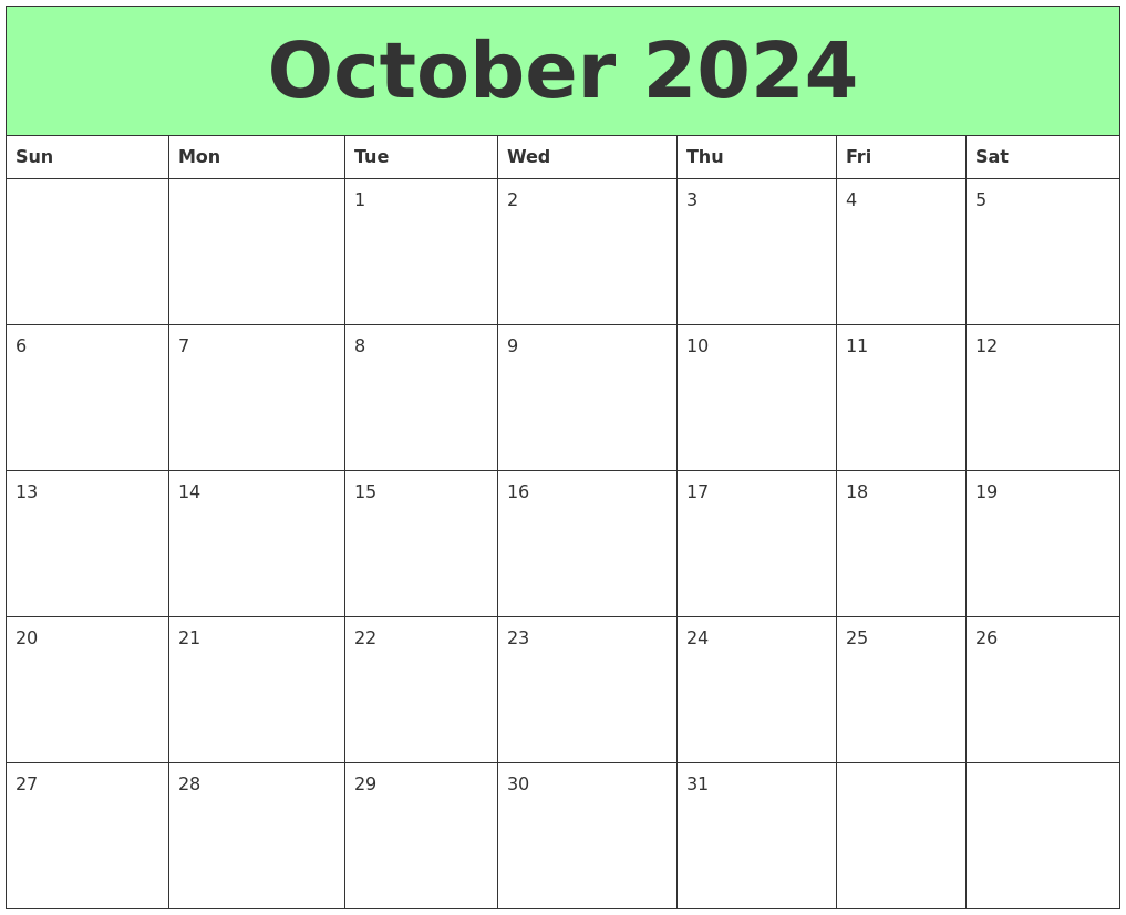 October 2024 Printable Calendars